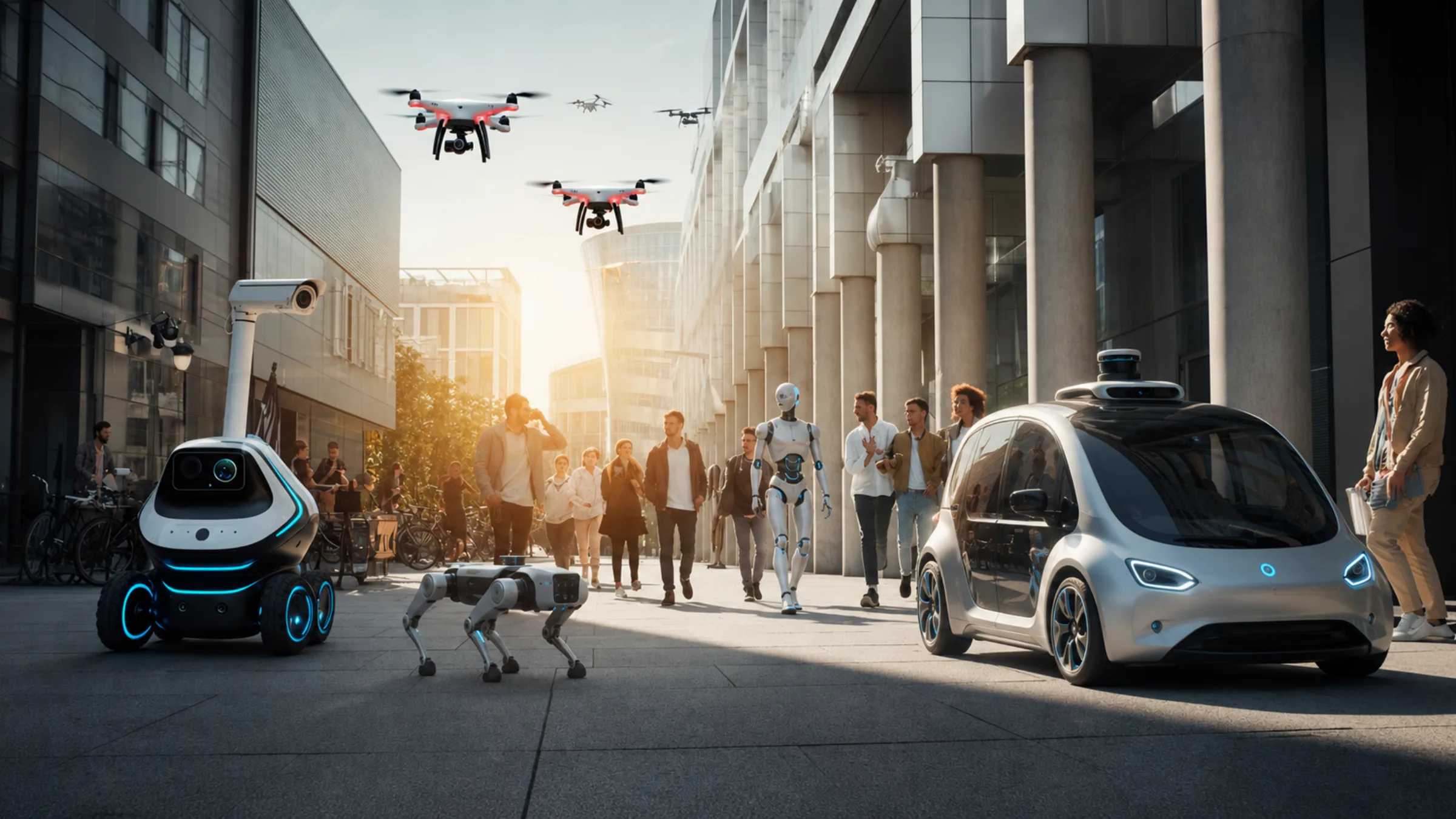 Physical AI: robots, autonomous vehicles and people sharing a city street